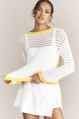 Sundry Open-Knit Colorblock Sweater | Anthropologie (US)