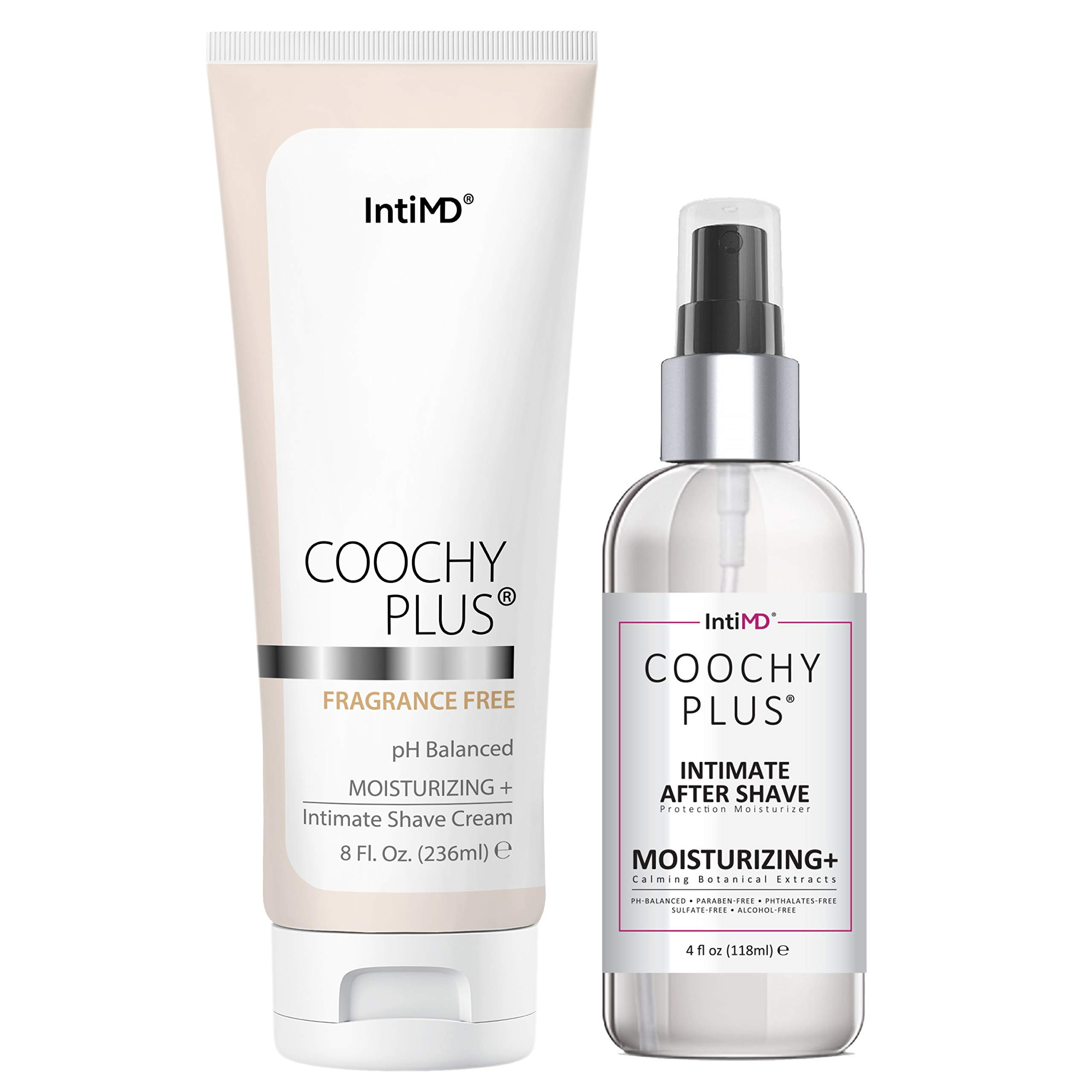 IntiMD Coochy Plus Intimate Shaving Complete Kit - Fragrance Free & After Shave Protection Soothing Moisturizer Mist - Antioxidant Formula Prevents Razor Burns, Itchiness & Ingrown Hair | Amazon (US)