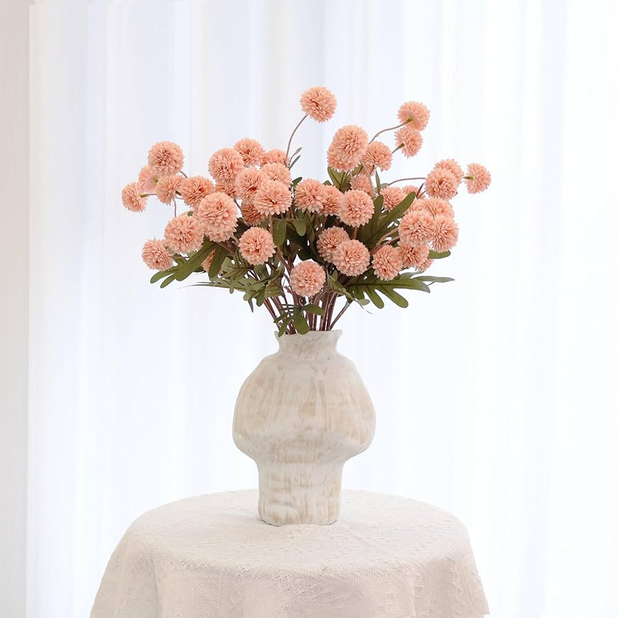 12Pcs Fake Kiku Flowers, Artificial Small Chrysanthemum Balls with Stems, Faux Silk Mini Pompon M... | Amazon (US)