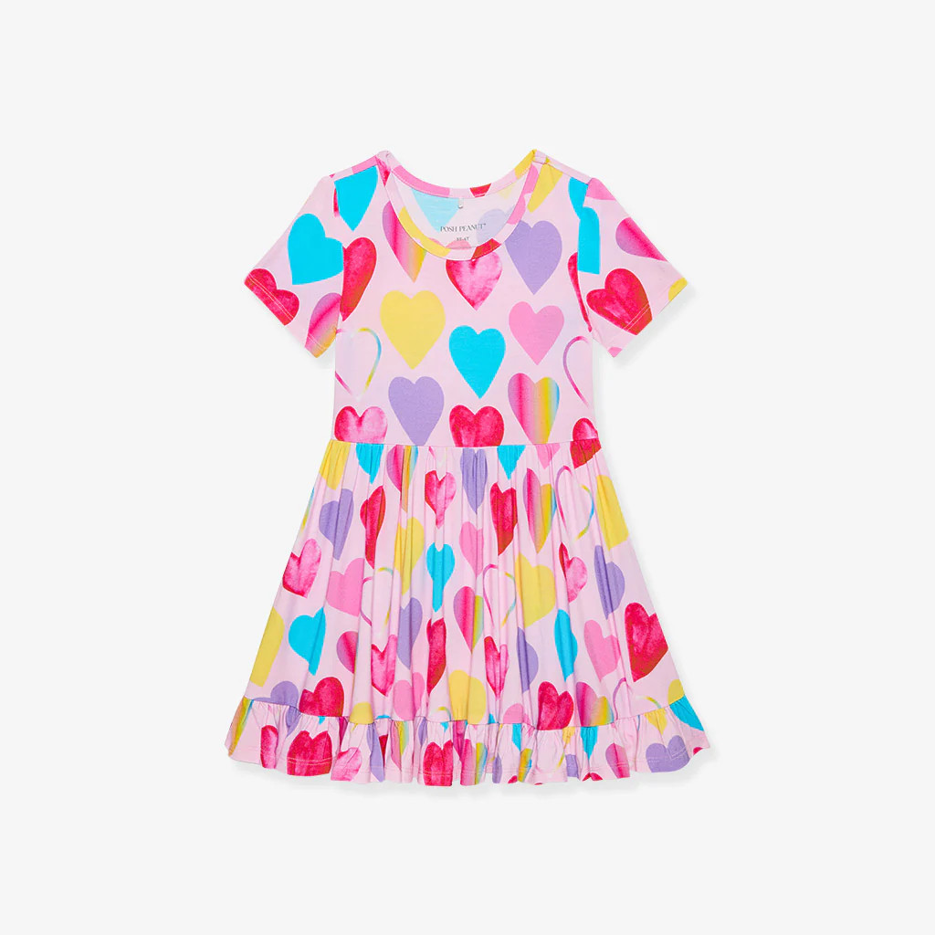 Hearts Pink Girl Twirl Dress | Love Queen | Posh Peanut