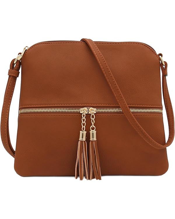 DELUXITY Lightweight Medium Crossbody Bag with Tassel | Amazon (US)