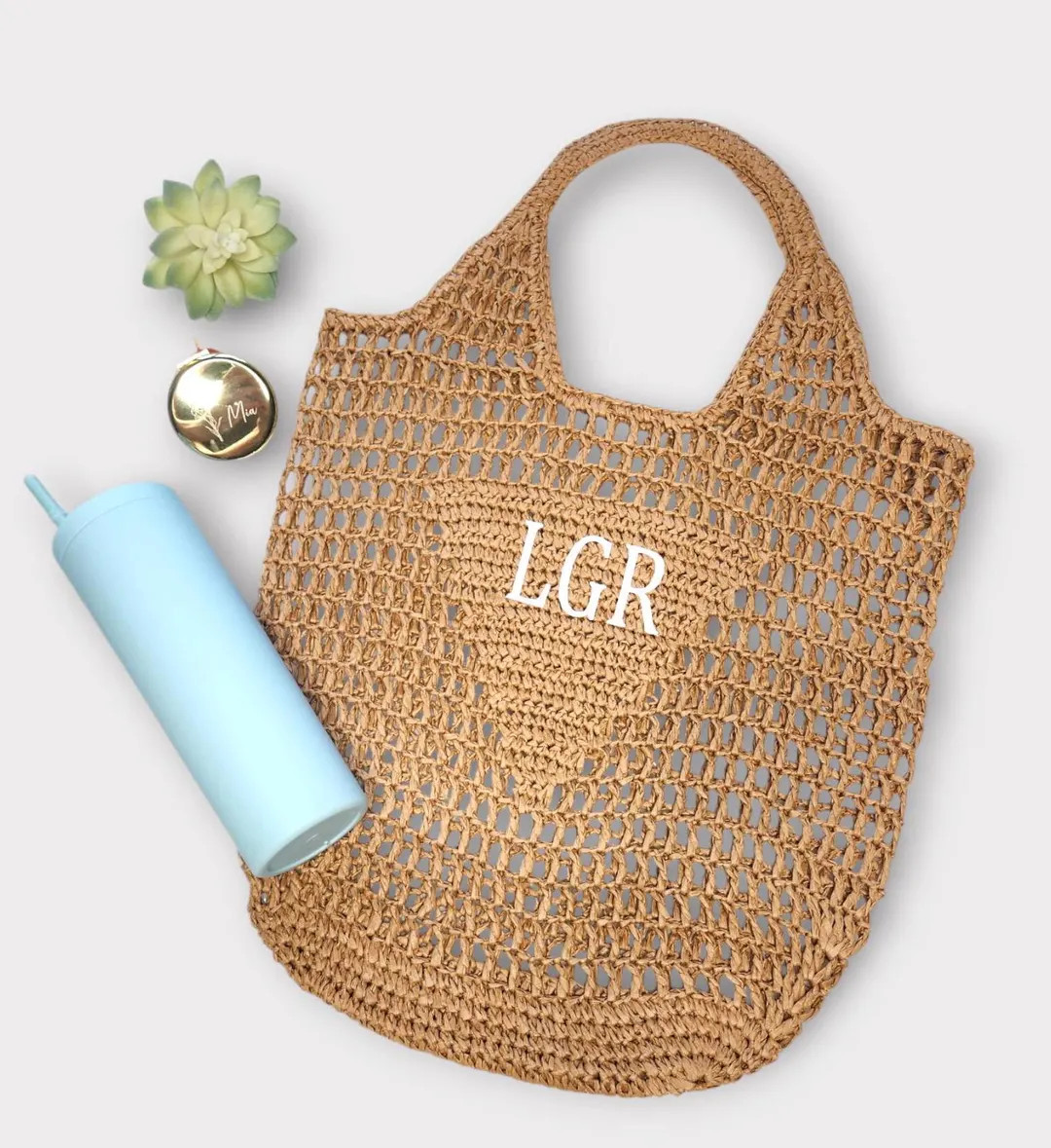 Raffia Tote Bag For Women Christmas Gift for Her Birthday Gift for Her Monogram Tote Girls Trip G... | Etsy (US)