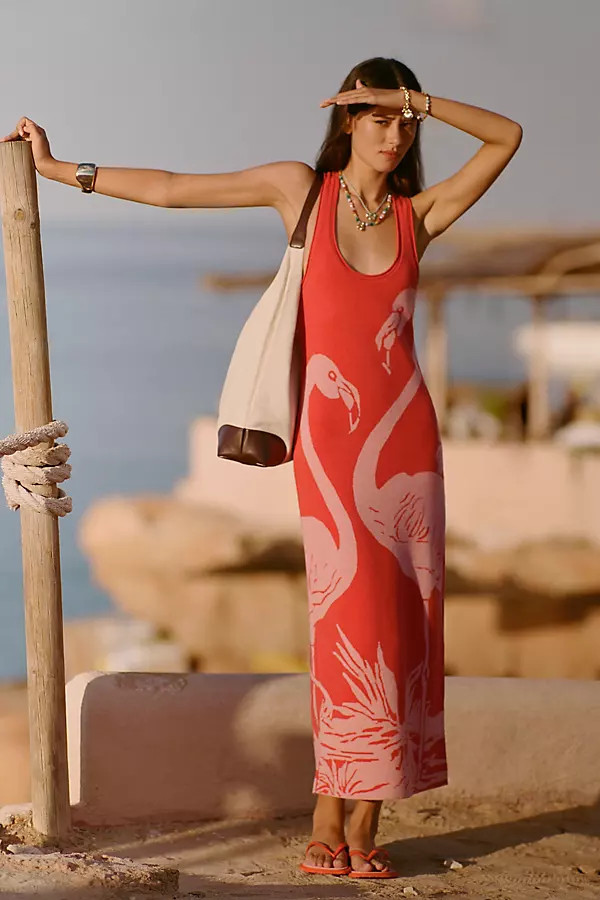 Flamingo Knit Midi Dress | Anthropologie (US)