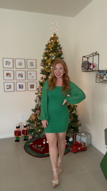 Green dress comes in over 20 colors! On sale for $21! Viral holiday heels for under $40. All from Amazon and true to size 

#LTKSeasonal #LTKsalealert #LTKHoliday