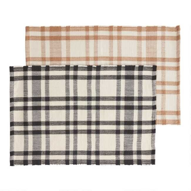 Plaid Stripe Recycled Indoor Outdoor Rug | World Market