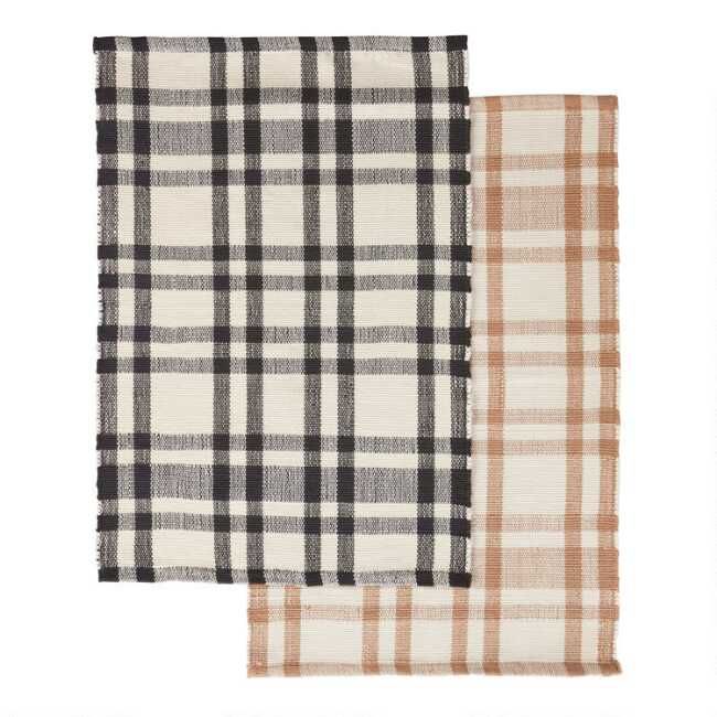 Plaid Stripe Recycled Indoor Outdoor Rug | World Market