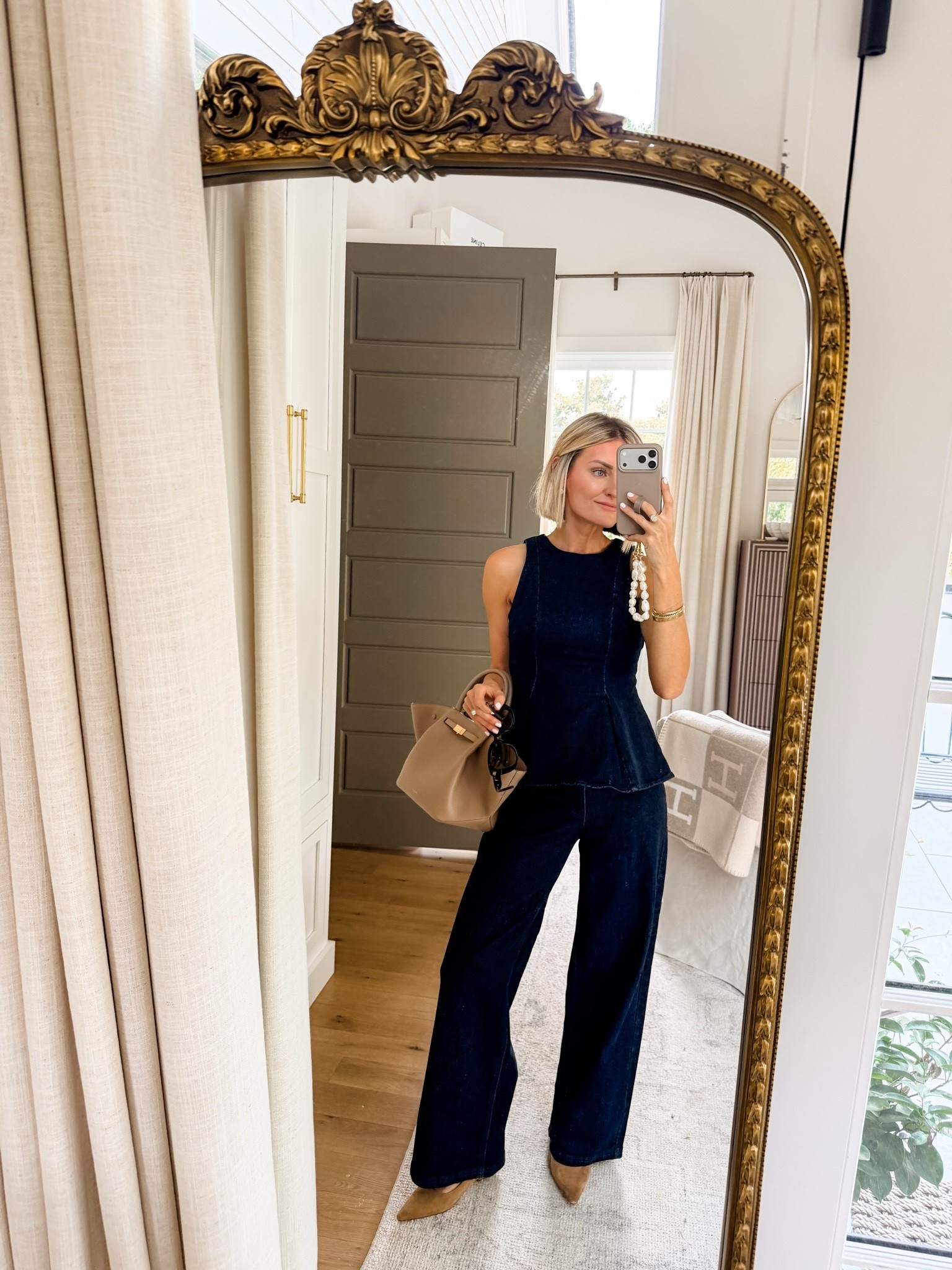 I love a good denim on denim look! The dark wash on these jeans is perfect for fall and I love the coordinating peplum top! Wearing XS/2! Loverly Grey, fall outfit, denim, Target, wide leg jeans, peplum top

#LTKSeasonal #LTKWorkwear