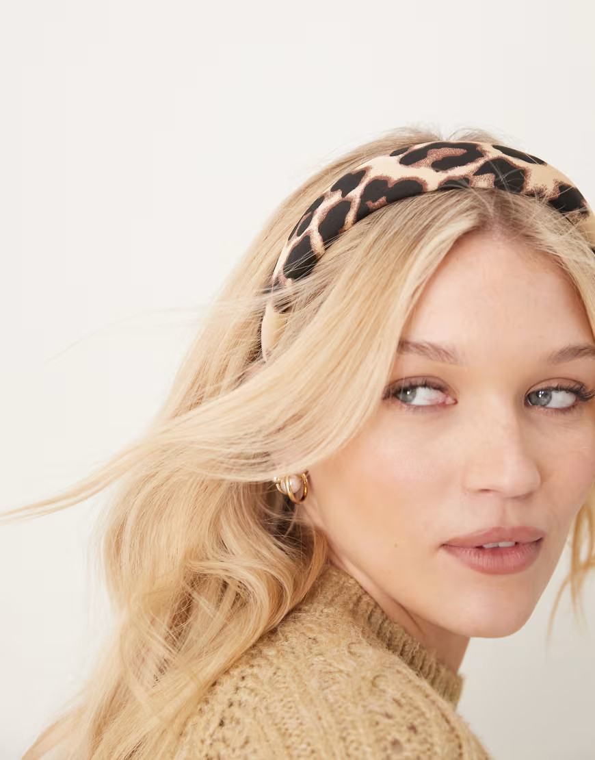 ASOS DESIGN padded headband in leopard print-Brown | ASOS (Global)