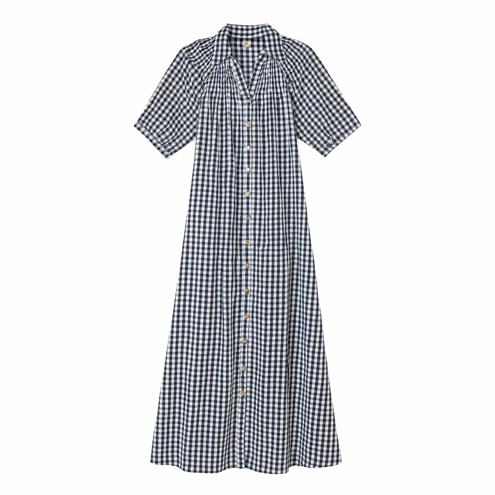 Navy Gingham Oasis Dress | Sunshine Tienda