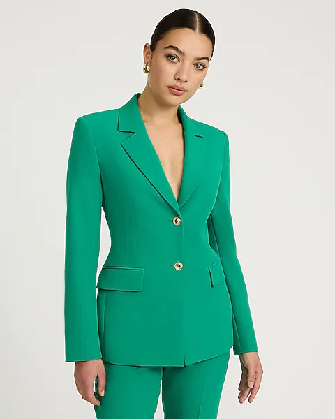Studio Stretch Twill Novelty Button Corset Blazer | Express