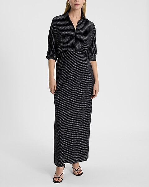 Printed Half Button Up Portofino Maxi Shirt Dress | Express