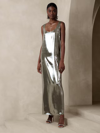 Maxime Metallic Maxi Dress | Banana Republic (US)