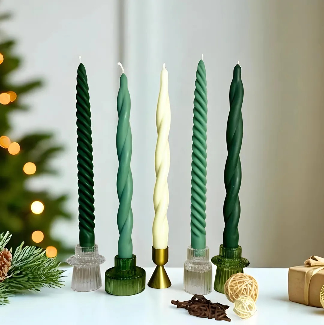 Tall Twisted Taper Candles: Elegant Holiday Dinner Table Decor, Natural Soy Wax - Etsy | Etsy (US)