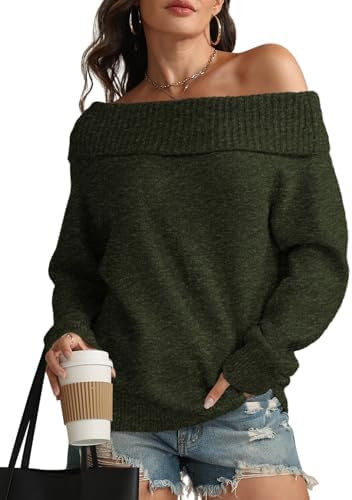 ATHMILE Womens Off The Shoulder Sweater Oversized Batwing Soft Fall Tops | 2026 Business Dressy C... | Amazon (US)