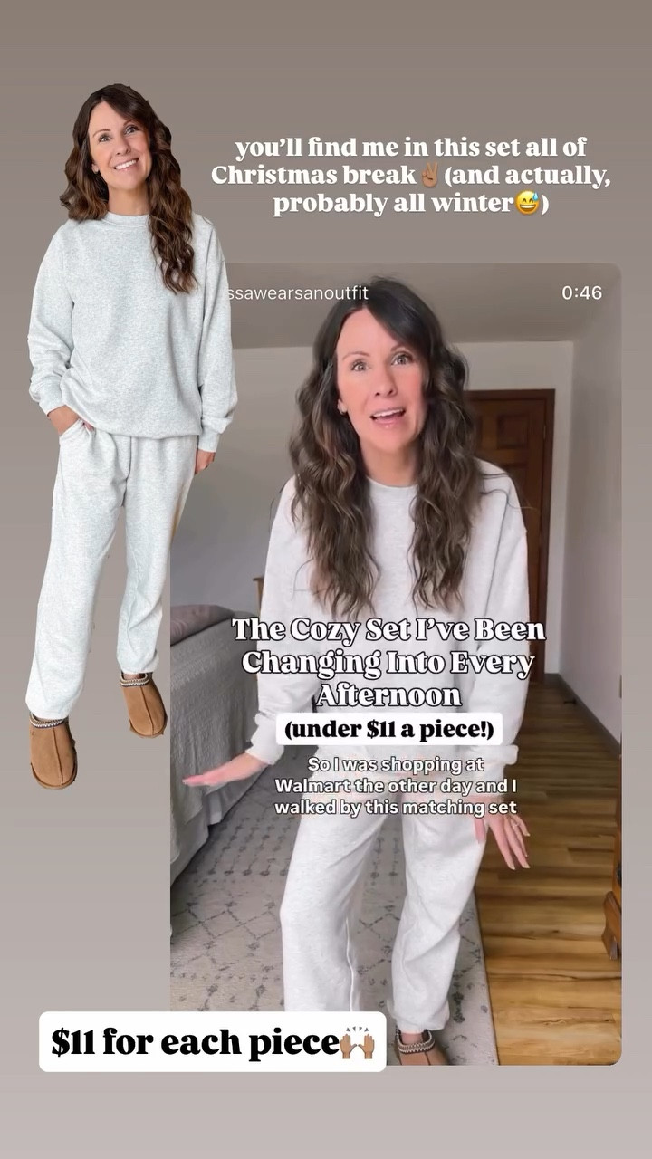 you’ll find me in this set all of Christmas break✌🏽(and actually, probably all winter😅) $11 for each piece🙌🏽

Literally wearing this sweat set every day🫶🏽

Wearing xs in both the crewneck sweatshirt and sweatpants (color is Platinum Silver Heather), both pieces are fleece-lined and sooooo cozy! 

Under $11 a piece and would make a great cozy gift for yourself or someone else! Perfect for holiday break. 

My ugg Tasmans are size 6 and I also linked similar ones!



#LTKPetite #LTKHoliday #LTKFindsUnder50