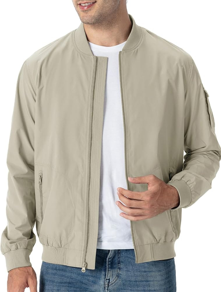 TBMPOY Men's Lightweight Bomber Jackets Light Track Jackets Casual Summer Windbreaker Outdoor Gol... | Amazon (US)
