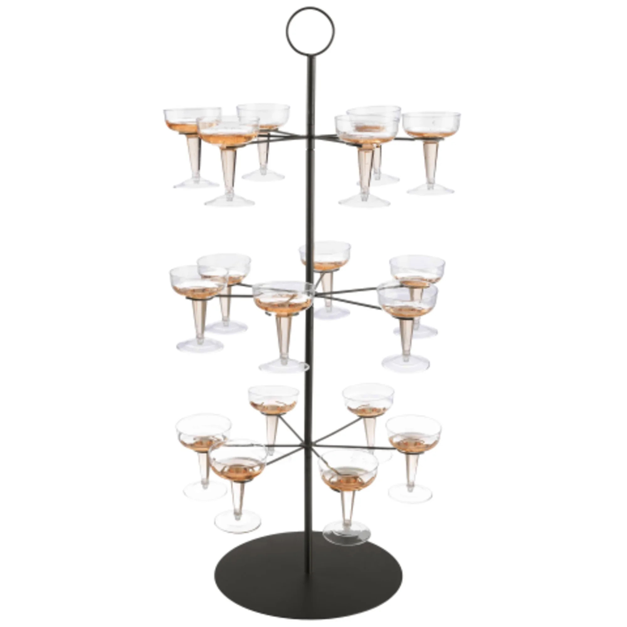 Lavish Home 3-Tier Cocktail Tree Stand - Champagne Tower Holds 18 Stemware Glasses (Black) | Walmart (US)