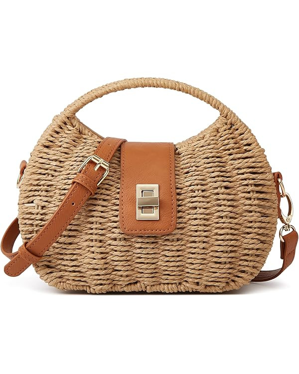Casual Straw Beach Bags For Women Dumpling Bag Rattan Purses Summer Straw Crossbody Woven Handbag... | Amazon (US)