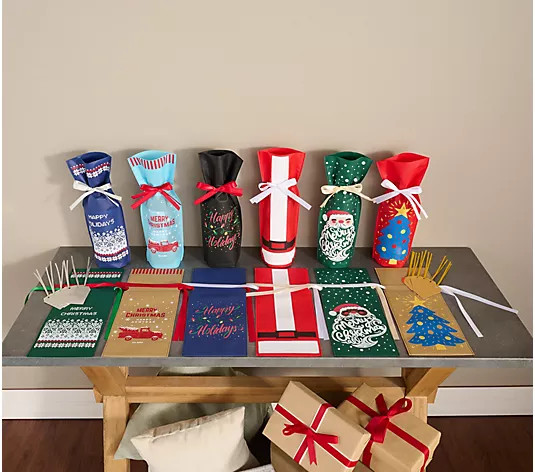 Kringle Express 12-Piece Wine Bag Gift Set with Tags - QVC.com | QVC