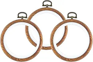 Piutouyar 3 Pieces 4 Inch Embroidery Hoop Set Imitated Wood Display Frame Embroidery Hoops Circle... | Amazon (US)