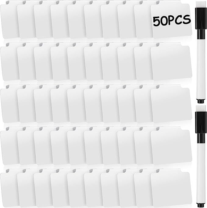 52 Pieces Basket Bin Labels Clip Kitchen Clip Label Holders Removable PVC Basket Labels Clip with... | Amazon (US)