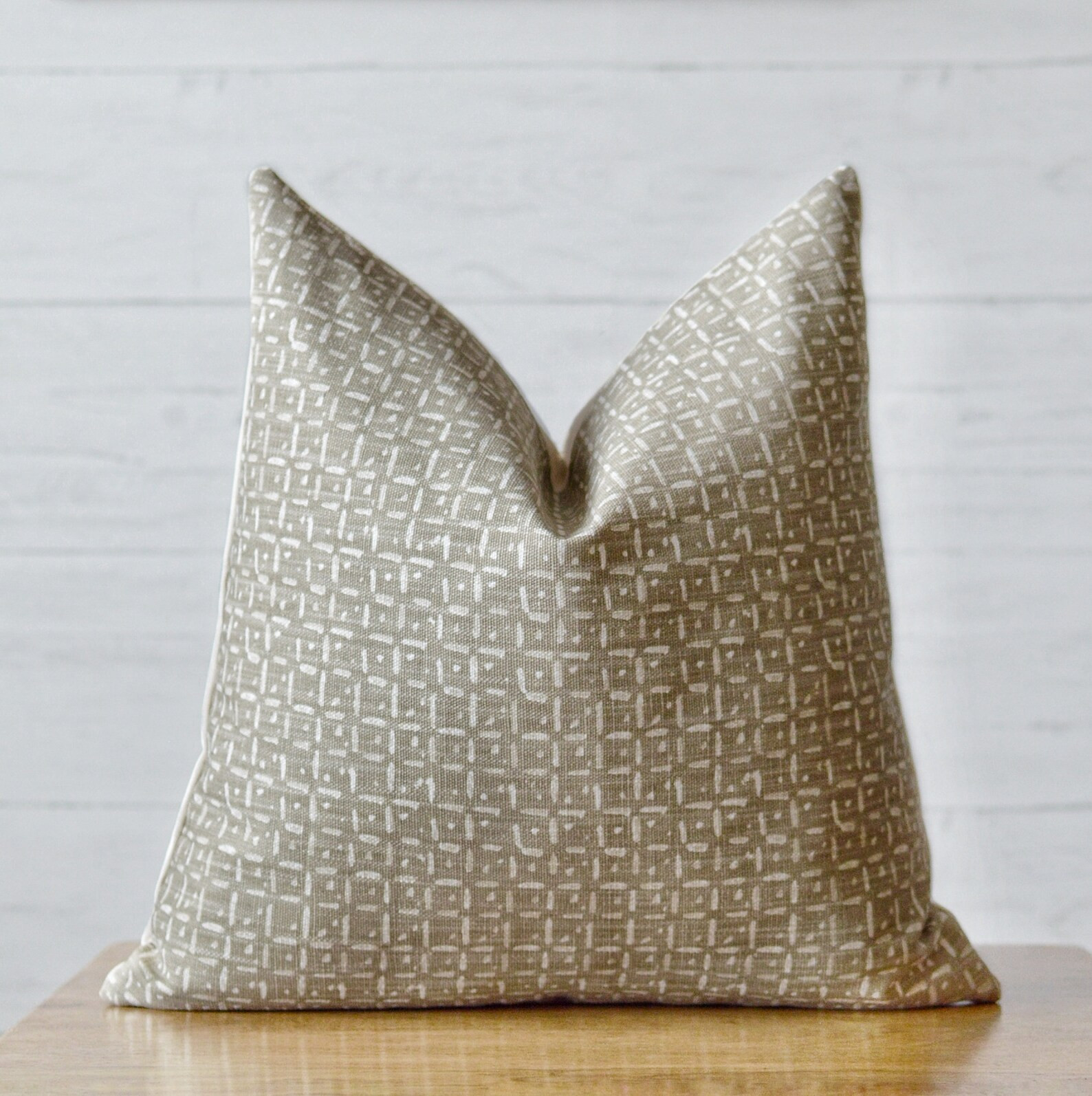 Taupe Block Print Pillow Cover | Etsy | Etsy (US)