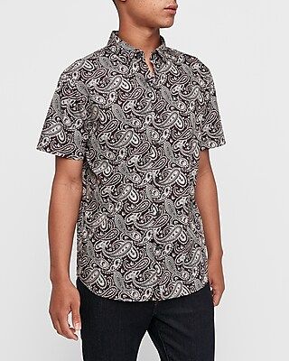 Classic Paisley Short Sleeve Button-Down Shirt | Express