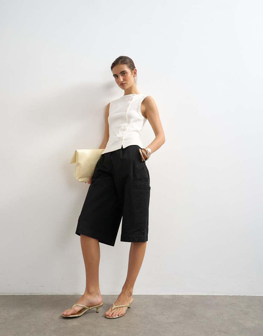Topshop button through tank top in ivory-White | ASOS (Global)