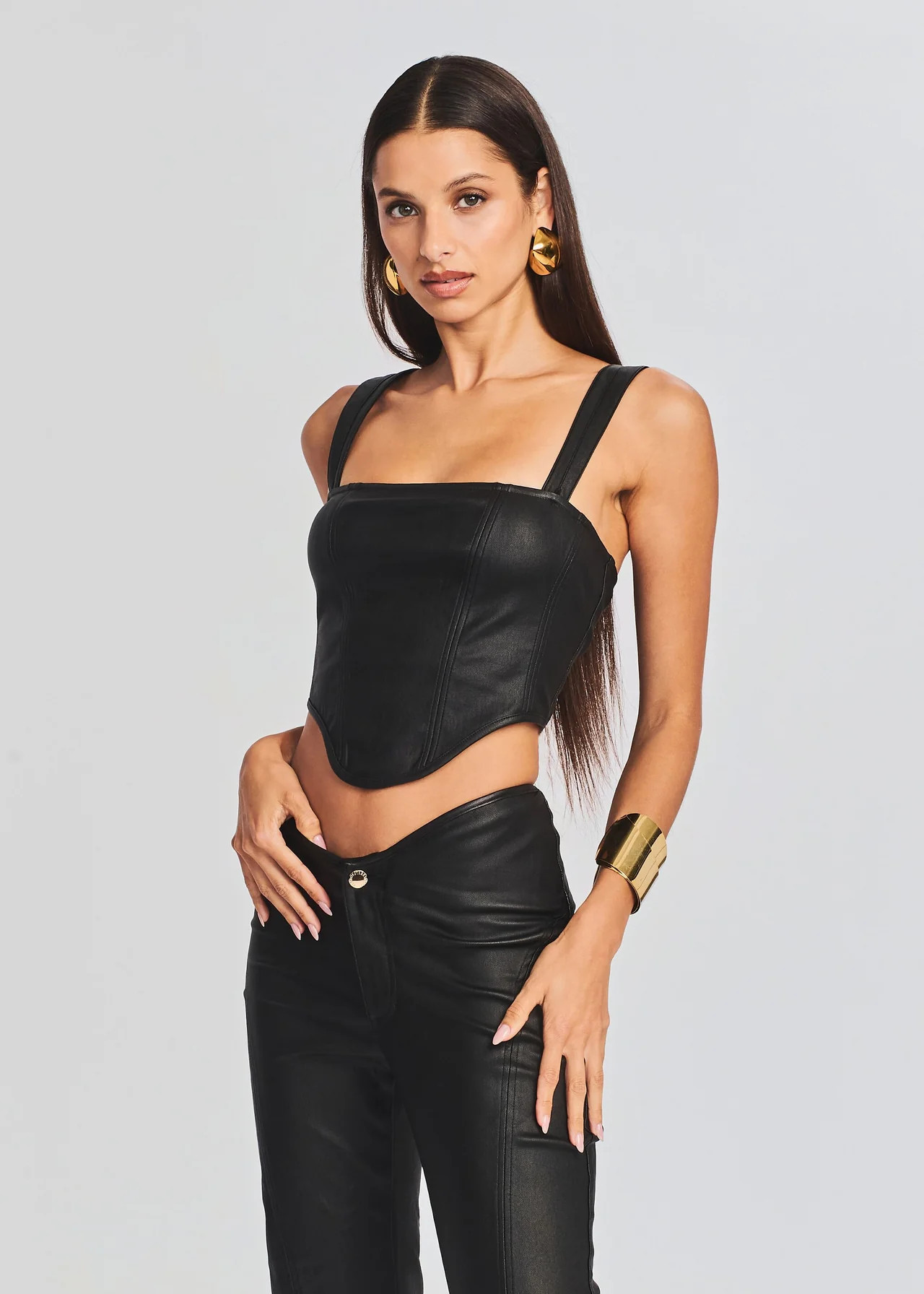 Jaylee Coated Denim Top | Retrofete