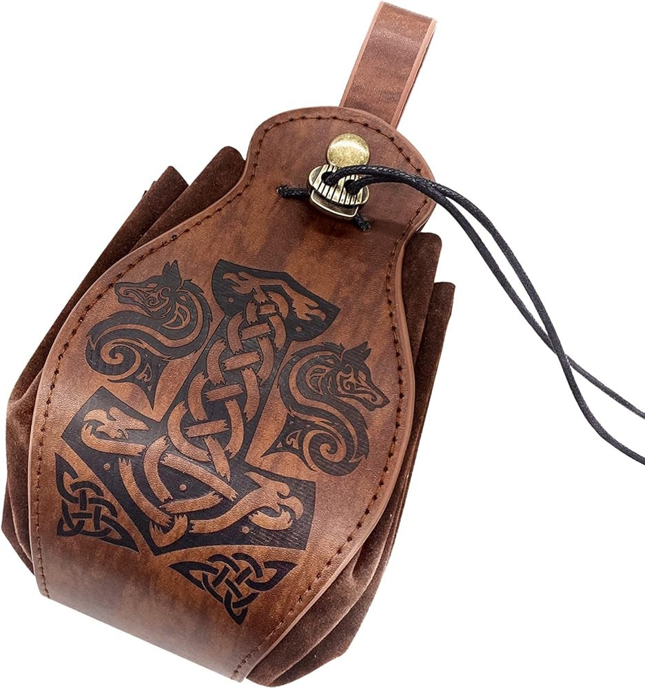 HiiFeuer Medieval Faux Leather Pouch, Portable Drawstring Purse, Vintage Belt Pouch Dice Bag For ... | Amazon (US)