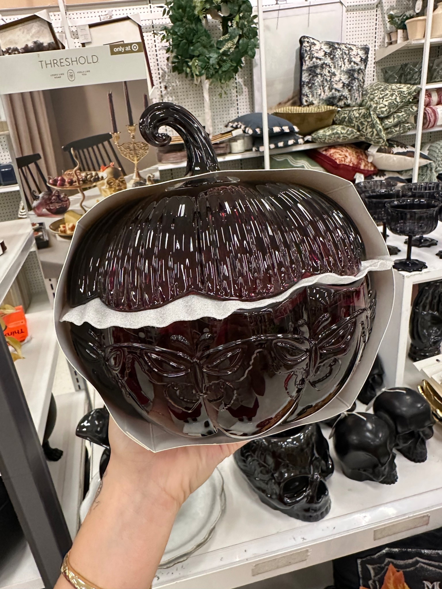 This burgundy glass pumpkin was so pretty with the butterflies! Target fall home decor. Halloween home decor. Target Halloween. 

#LTKHome #LTKSeasonal