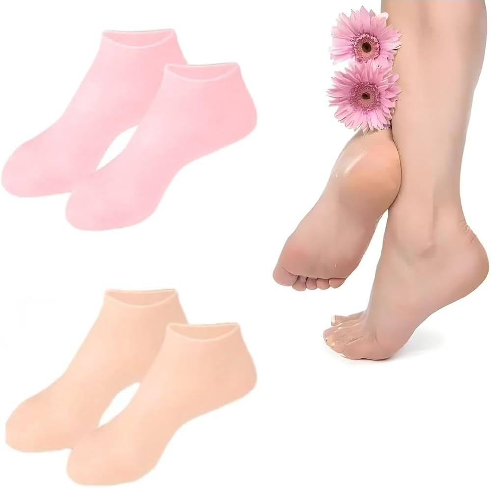 2 Pairs Silicone Socks for Dry Cracked Feet Women,Silicones Moisturizing Socks,Foot Spa Pedicure ... | Amazon (US)