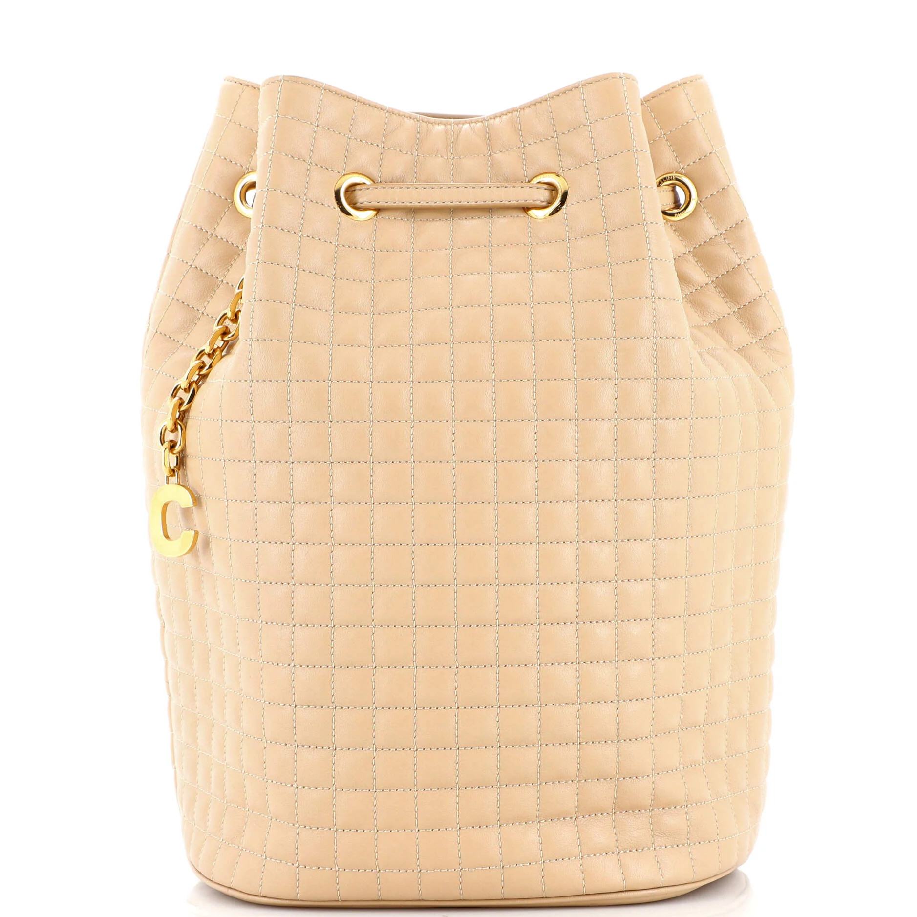 CELINE C Charm Bucket Backpack Quilted Leather Medium | Rebag