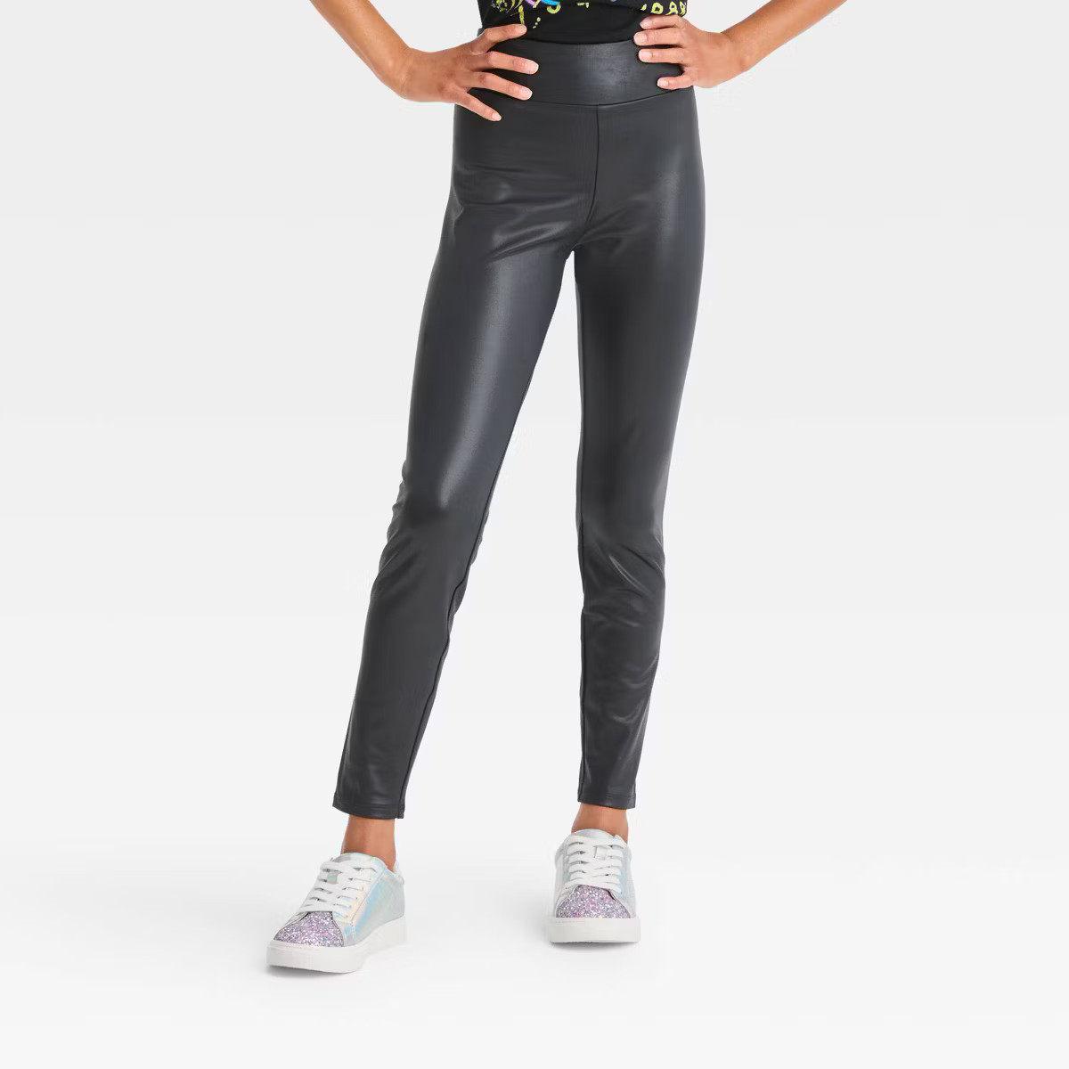 Girls' Faux Leather Leggings - art class™ Black | Target