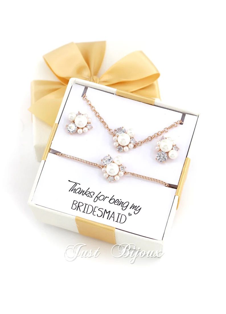 Wedding Earrings Rose Gold plated Pearl Zirconia Earrings Wedding Jewelry Crystal Earrings Teardr... | Etsy (US)