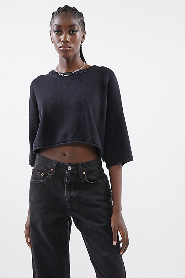 UO Sandy Cropped Dolman Sweater - Black XL at Urban Outfitters | Urban Outfitters (US and RoW)