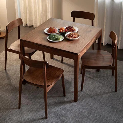 Simple Brown Solid Wood Square Dining Table Sets | Wayfair North America