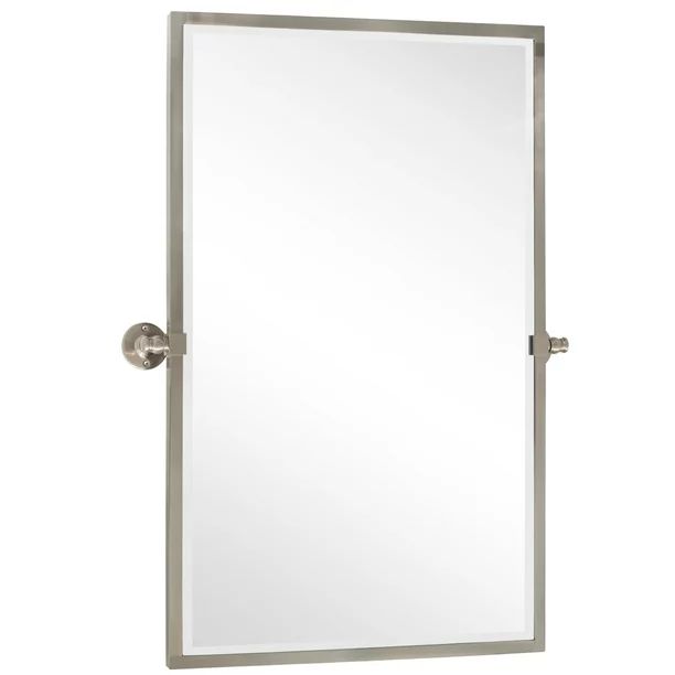 TEHOME Brushed Nickel Metal Framed Pivot Rectangle Bathroom Mirror Tilting Beveled Vanity Mirrors... | Walmart (US)