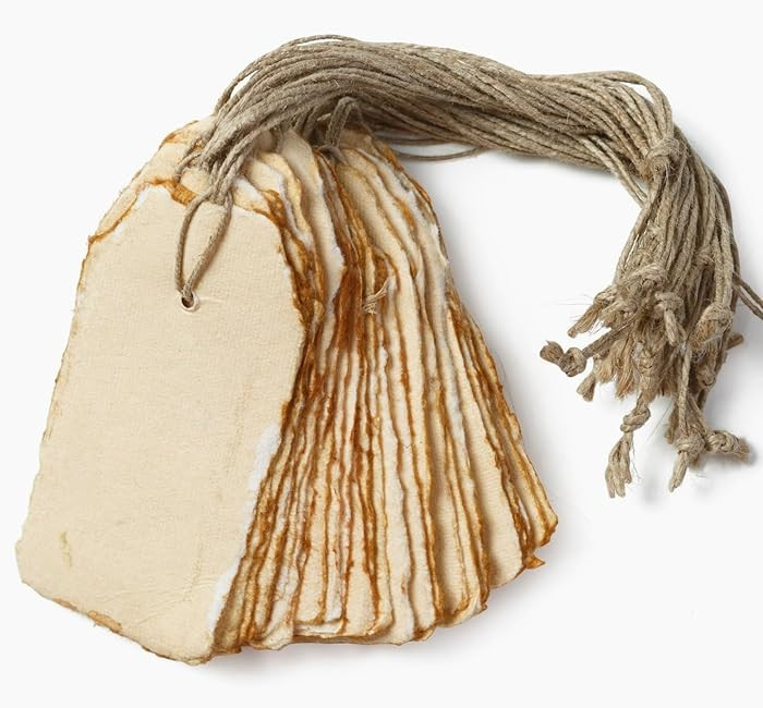 Wanderings Handmade Vintage Deckle Edge Tags with String - 3.75 x 1.75” Only - Pack of 25 - Ide... | Amazon (US)