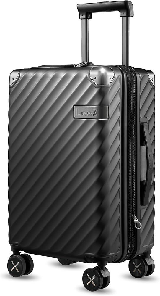 LUGGEX Luggage with Spinner Wheels, Polycarbonate Expandable Hard Shell Suitcase, Carry On 20 Inch, Charcoal Metallic | Amazon (US)