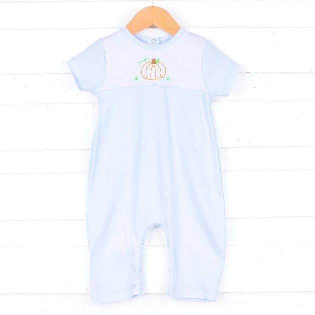 Embroidered Pumpkin Blue Knit Longall | Classic Whimsy