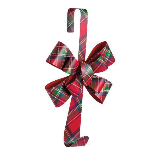 Tartan Metal Bow Wreath Hanger | Mud Pie