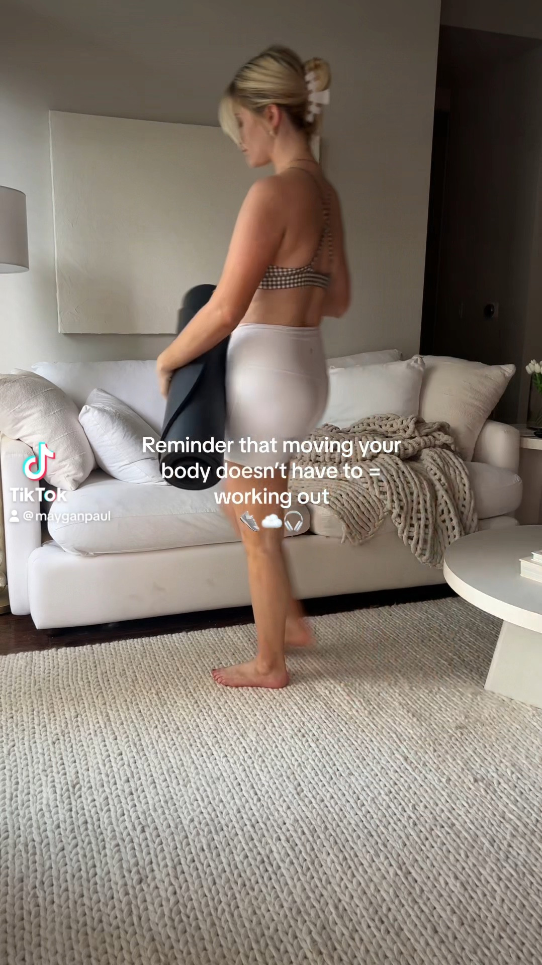 Linking my living room details here 🫶🏻 

Living room goals, neutral living room, neutral home decor, neutral rug, white sofa, calming home decor, bala yoga mat, alo sports bra, lululemon biker shorts 

#LTKHome