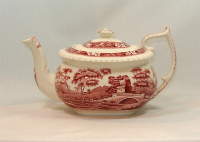 Copeland Spode TOWER Teapot Red Pink Vintage English Porcelain  | eBay | eBay US