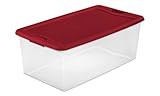 Sterilite Storage box, 106 Quart/ 100 Liter, clear base with Rocket Red lid and latches | Amazon (US)