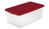 Sterilite Storage box, 106 Quart/ 100 Liter, clear base with Rocket Red lid and latches | Amazon (US)
