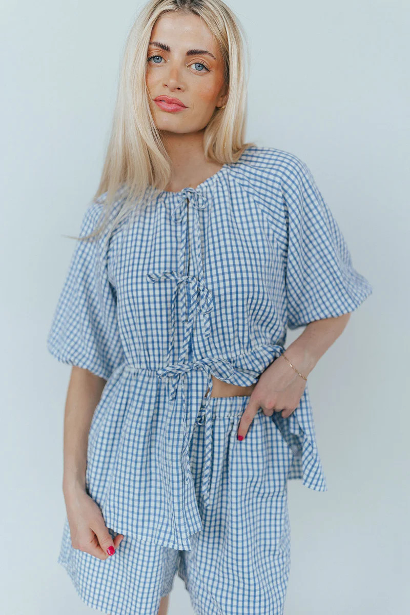 Blueberry Fields Gingham Tie Top | Henly