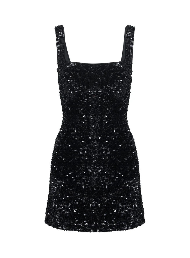 Miss Me Sequin Mini Dress Black | Princess Polly US