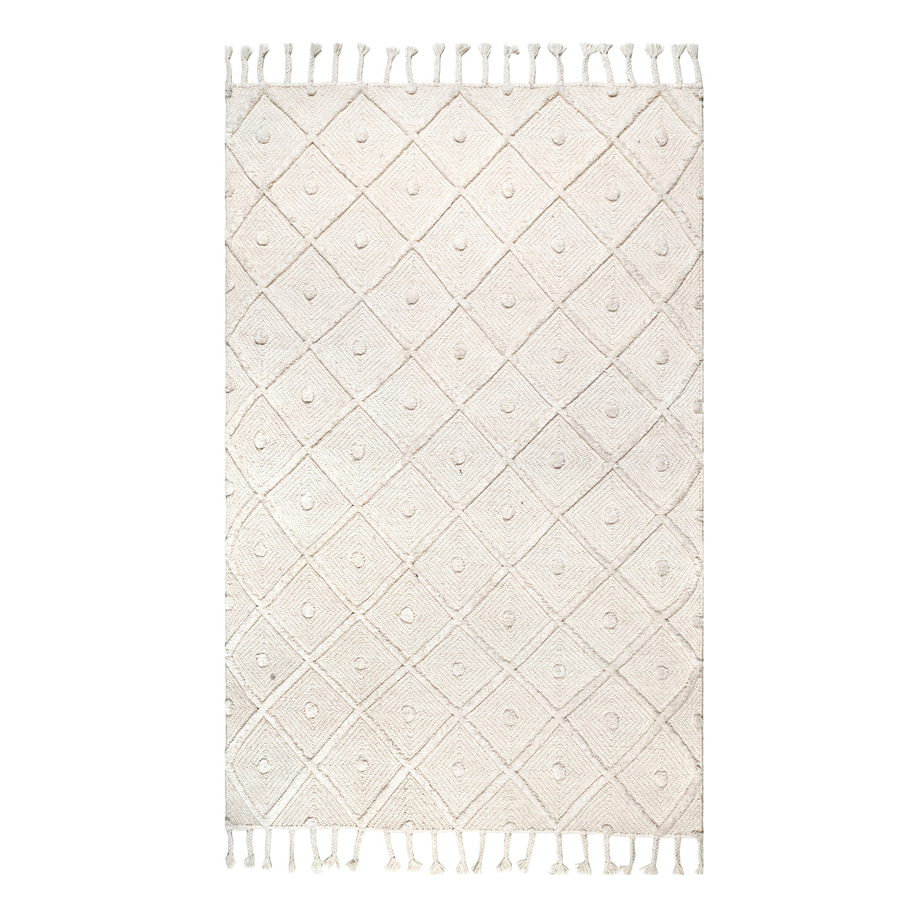 Deandra Off White Diamond And Dot Wool Area Rug | World Market