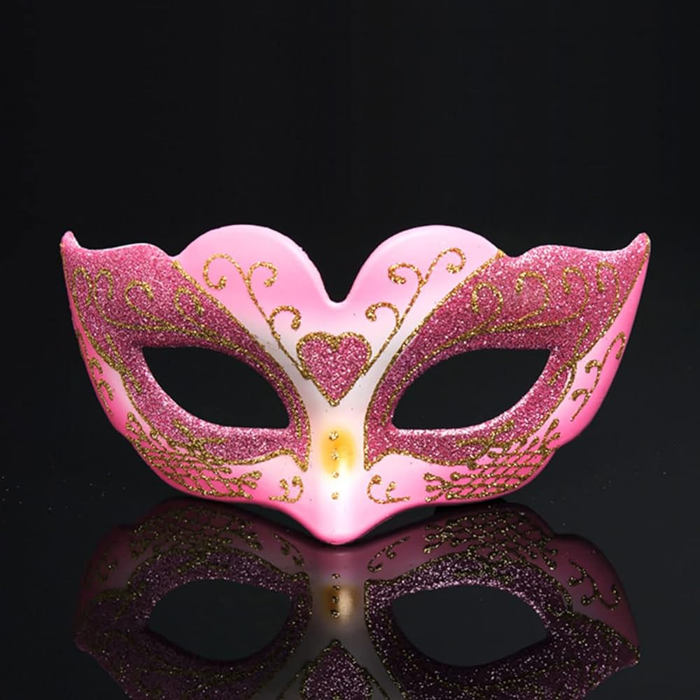 Pink Masquerade Mask, Halloween Mardi Gras Carnival Mask for Party Girls Night Out Party Games Toys (Pink) | Amazon (US)